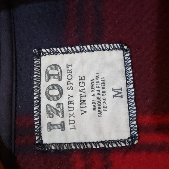 IZOD Vintage Luxury Sport Black Red Check Full Zip Size M - Picture 5 of 7
